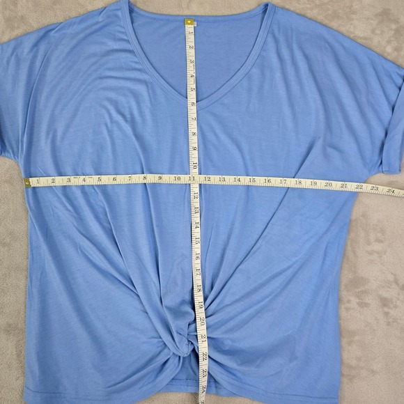 Womens Blue V Neck Twisted Knot Casual T Shirt Top Size M - Picture 2 of 3